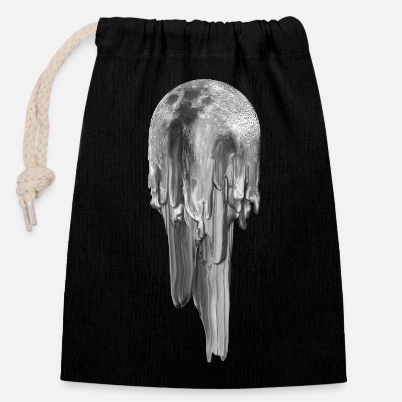 Melting Moon Boule de crème estompée - Sac cadeau en coton avec cordon (14 x 20 cm) - noir