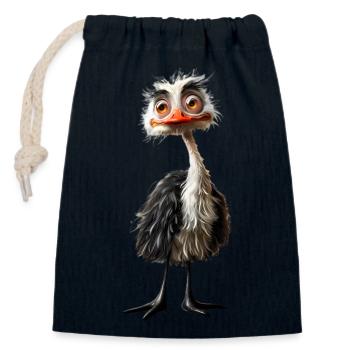 Ostrich bird #lovely toons - Closable cotton gift bag (14x20cm) - navy - Front