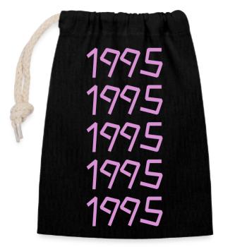 Born in 1995 - Closable cotton gift bag (14x20cm) - black - Front