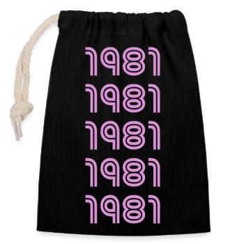 Pink 1981 - Closable cotton gift bag (14x20cm) - black - Front