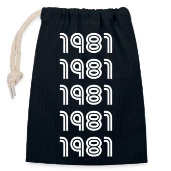 1981 - Closable cotton gift bag (14x20cm) - navy - Front