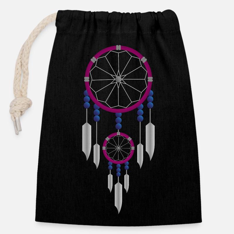 Purple and blue dreamcatcher - Closable cotton gift bag (14x20cm) - black