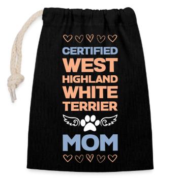 Westie Mom Tee - Sac cadeau en coton avec cordon (14 x 20 cm) - noir - Devant