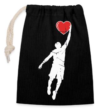 Heart Dunk - Closable cotton gift bag (14x20cm) - black - Front