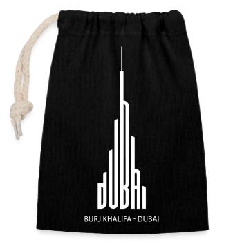 Dubai, UAE Capital Tour Tourists Emirati Vacation - Closable cotton gift bag (14x20cm) - black - Front
