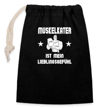 Muskelkater ist mein Lieblingsgefühl Bodybuilder - Verschließbarer Geschenkbeutel aus Baumwolle (14x20cm) - Schwarz - Vorne