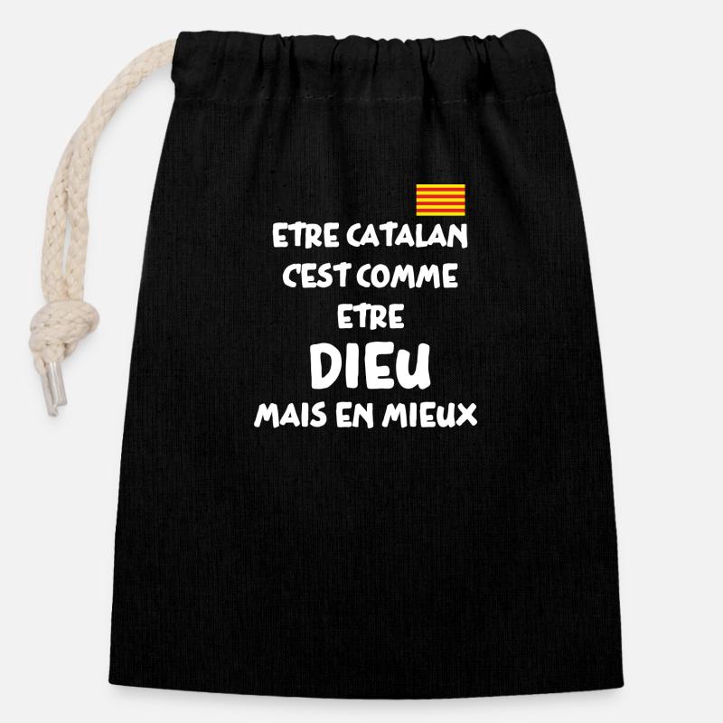 Catalan - Closable cotton gift bag (14x20cm) - black