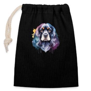 Cocker Spaniel Hund Cool Bunt Niedlich - Verschließbarer Geschenkbeutel aus Baumwolle (14x20cm) - Schwarz - Vorne