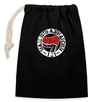 Siamo Tutti Antifascisti 161 Antifa - Closable cotton gift bag (14x20cm) - black - Front