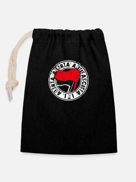 Alerta Alerta Antifascista161 Antifa - Sac cadeau en coton avec cordon (14 x 20 cm) - noir