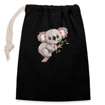 Happy koala ours koala sur bambou - Sac cadeau en coton avec cordon (14 x 20 cm) - noir - Devant