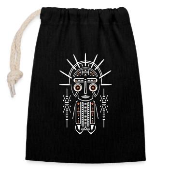 Lustiges und verrücktes Voodoo Figur Design - Verschließbarer Geschenkbeutel aus Baumwolle (14x20cm) - Schwarz - Vorne