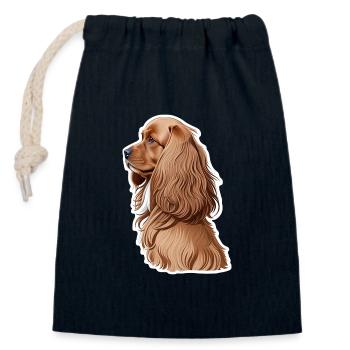 Cocker Spaniel - Sac cadeau en coton avec cordon (14 x 20 cm) - bleu marine - Devant