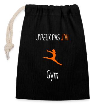 J'peux pas j'ai Gym - Sac cadeau en coton avec cordon (14 x 20 cm) - noir - Devant