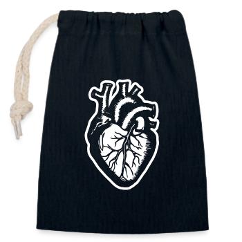 Heart - Closable cotton gift bag (14x20cm) - navy - Front