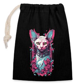 Gloomy Gothic Sphynx Cat Pastel Goth Design - Closable cotton gift bag (14x20cm) - black - Front