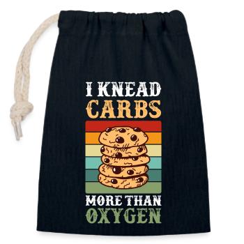 Knead Carbs More Than Oxygen Baking - Closable cotton gift bag (14x20cm) - navy - Front