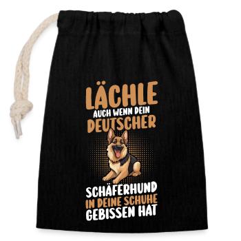 Hund Deutscher Schäferhund - Verschließbarer Geschenkbeutel aus Baumwolle (14x20cm) - Schwarz - Vorne