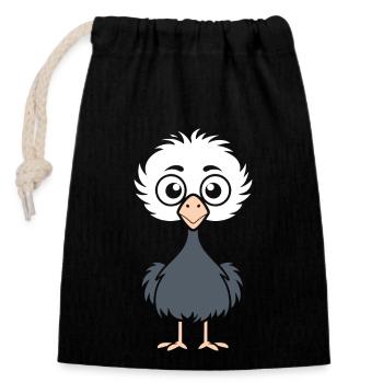 autruche - Sac cadeau en coton avec cordon (14 x 20 cm) - noir - Devant