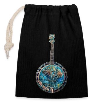 Fish Banjo - Closable cotton gift bag (14x20cm) - black - Front