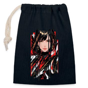 Cyberpunk marble woman - Closable cotton gift bag (14x20cm) - navy - Front