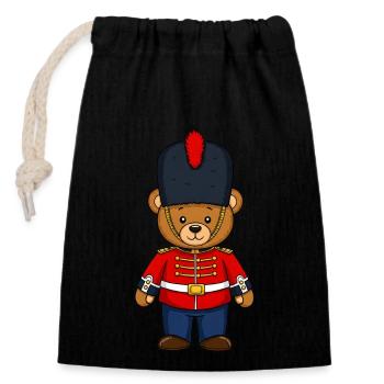 Ours en peluche Garde d’honneur britannique Police - Sac cadeau en coton avec cordon (14 x 20 cm) - noir - Devant
