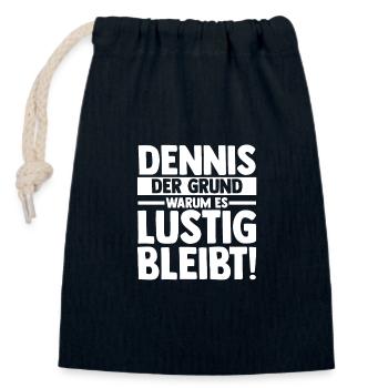 First name Dennis - Closable cotton gift bag (14x20cm) - navy - Front