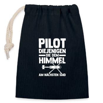 Pilote aux commandes Hélicoptère Aviateur Hélicoptère - Sac cadeau en coton avec cordon (14 x 20 cm) - bleu marine - Devant