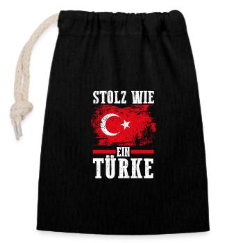 Turks Turkish Turkey - Closable cotton gift bag (14x20cm) - black - Front