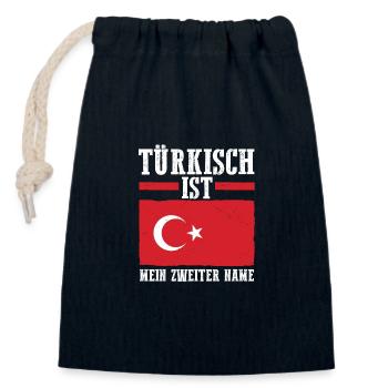 Turks Turkish Turkey - Closable cotton gift bag (14x20cm) - navy - Front