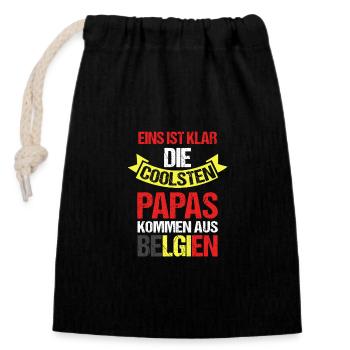 Belgian Dad Father Father's Day Belgium - Closable cotton gift bag (14x20cm) - black - Front