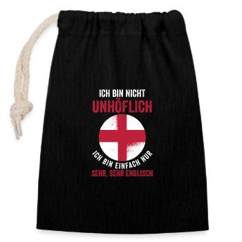 Great Britain English England - Closable cotton gift bag (14x20cm) - black - Front