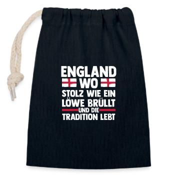 Great Britain English England - Closable cotton gift bag (14x20cm) - navy - Front