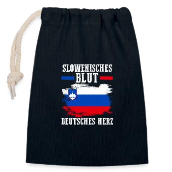 Slowenen Deutschland Deutsch Slowenien - Verschließbarer Geschenkbeutel aus Baumwolle (14x20cm) - Navy - Vorne