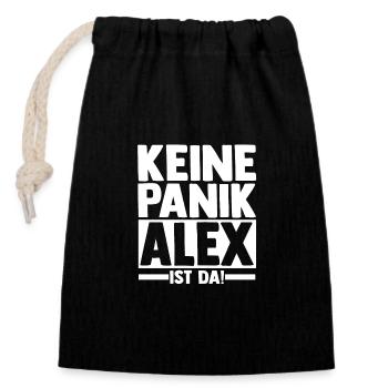 Alexander Alexandra Alexa Alex - Verschließbarer Geschenkbeutel aus Baumwolle (14x20cm) - Schwarz - Vorne