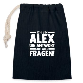 Alexander Alexandra Alexa Alex - Verschließbarer Geschenkbeutel aus Baumwolle (14x20cm) - Navy - Vorne