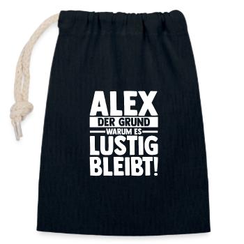 Alexander Alexandra Alexa Alex - Verschließbarer Geschenkbeutel aus Baumwolle (14x20cm) - Navy - Vorne