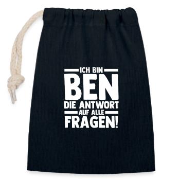 Vorname Ben - Verschließbarer Geschenkbeutel aus Baumwolle (14x20cm) - Navy - Vorne