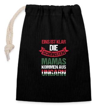 Magyaren Mama Mutter Ungarn - Verschließbarer Geschenkbeutel aus Baumwolle (14x20cm) - Schwarz - Vorne