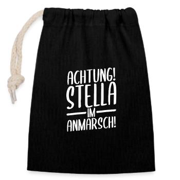 Vorname Stella - Verschließbarer Geschenkbeutel aus Baumwolle (14x20cm) - Schwarz - Vorne
