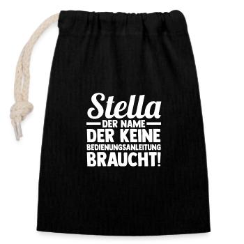 Vorname Stella - Verschließbarer Geschenkbeutel aus Baumwolle (14x20cm) - Schwarz - Vorne