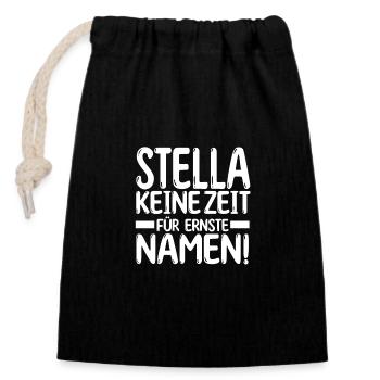 Vorname Stella - Verschließbarer Geschenkbeutel aus Baumwolle (14x20cm) - Schwarz - Vorne