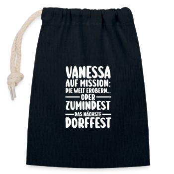 First name Vanessa Village Festival - Closable cotton gift bag (14x20cm) - navy - Front