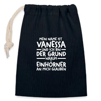 First name Vanessa - Closable cotton gift bag (14x20cm) - navy - Front