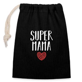 Maman Super-héroïne Maman - Sac cadeau en coton avec cordon (14 x 20 cm) - noir - Devant
