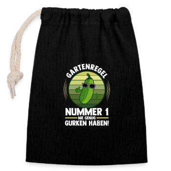 Gardener Cucumber Farmer Garden - Closable cotton gift bag (14x20cm) - black - Front