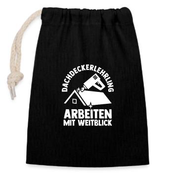 Dachdeckerei Ausbildung Lehrling Auzbi Dachdecker - Verschließbarer Geschenkbeutel aus Baumwolle (14x20cm) - Schwarz - Vorne