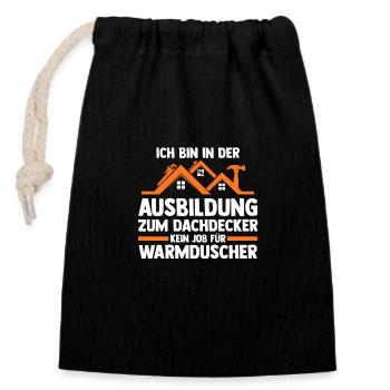 Dachdeckerei Ausbildung Lehrling Auzbi Dachdecker - Verschließbarer Geschenkbeutel aus Baumwolle (14x20cm) - Schwarz - Vorne