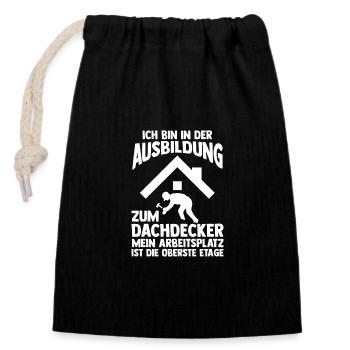Dachdeckerei Ausbildung Lehrling Auzbi Dachdecker - Verschließbarer Geschenkbeutel aus Baumwolle (14x20cm) - Schwarz - Vorne