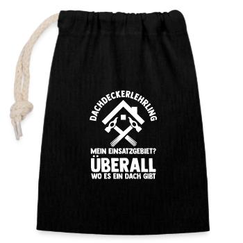 Dachdeckerei Ausbildung Lehrling Auzbi Dachdecker - Verschließbarer Geschenkbeutel aus Baumwolle (14x20cm) - Schwarz - Vorne